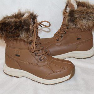 NEW UGG ADIRONDACK III LEATHER FUR SHEARLING SNOW WINTER BOOTS‎ CHESTNUT